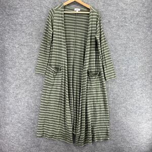 LulaRoe Top Women S Small Gray Striped Open Front Long Sleeve Cover Up Casual